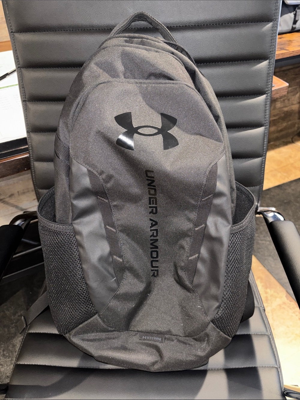 Under Armour Men's Black/Gray Backpack with Mesh Side Pockets